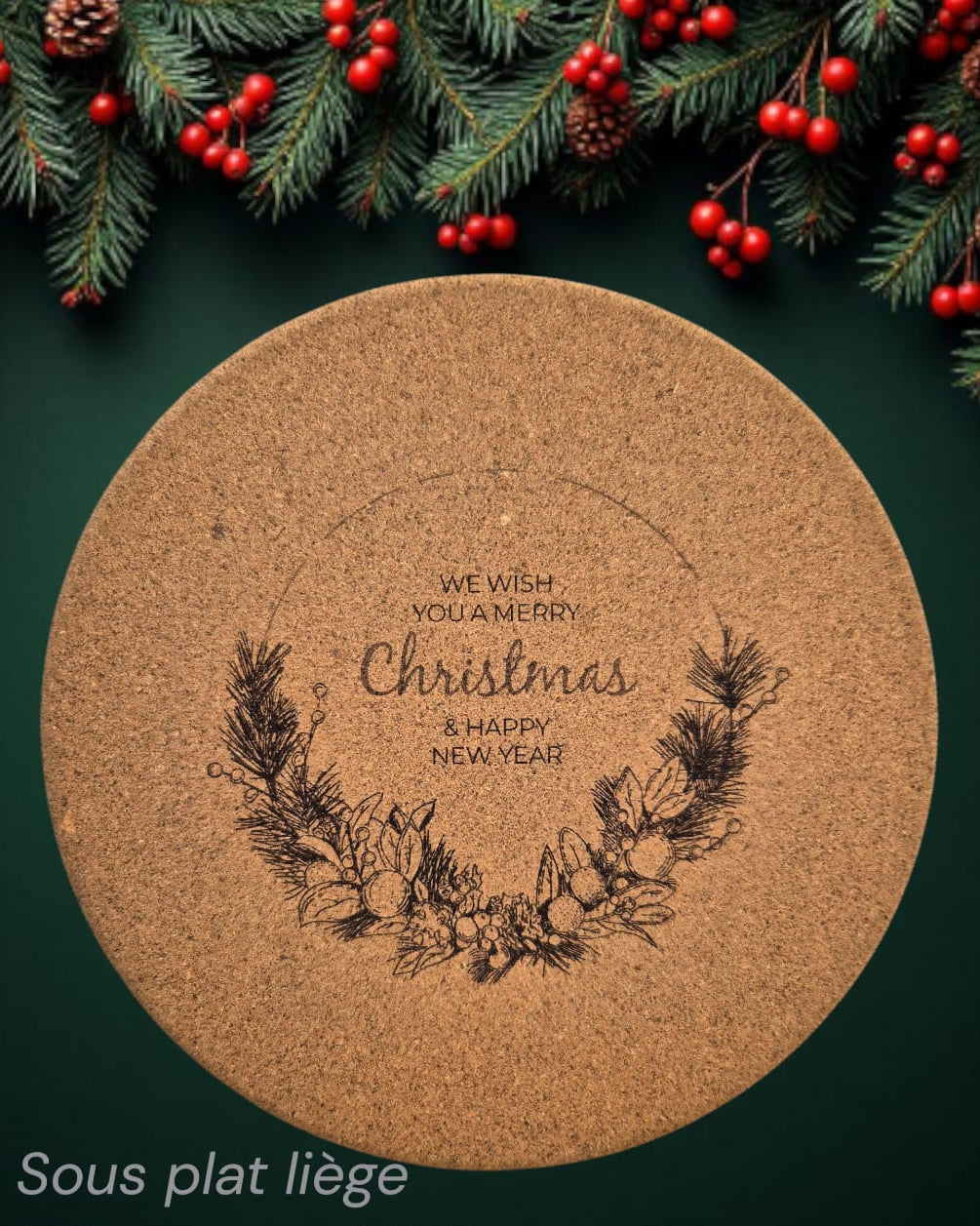 Sous-plat en liège gravé