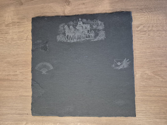 Ardoise carrée gravée – Style Régence