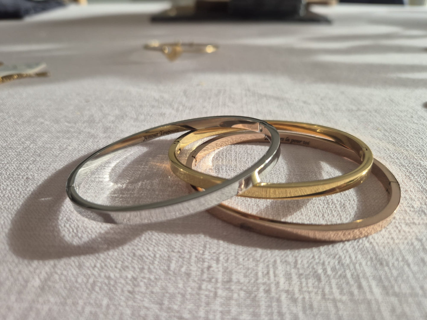 Ensemble de 3 joncs en acier inoxydable